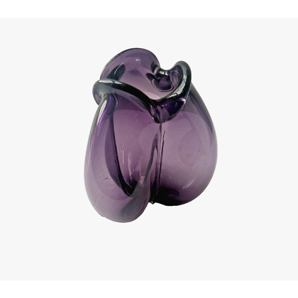 Vintage Holmegaard 1955 Trefløjet Amethyst Purple Glass Vase Signed